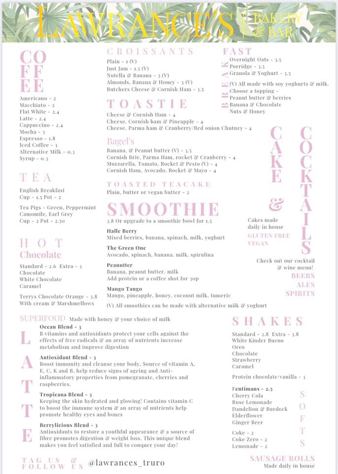 Menus – Lawrances