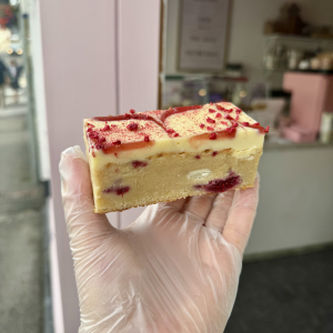 Raspberry & White Chocolate Blondie